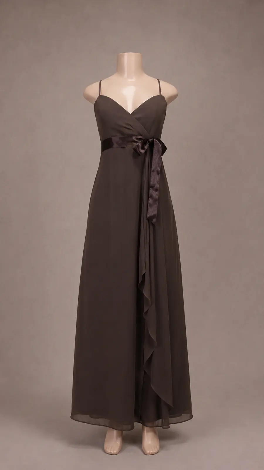 Vestido longo — Marrom — frente
