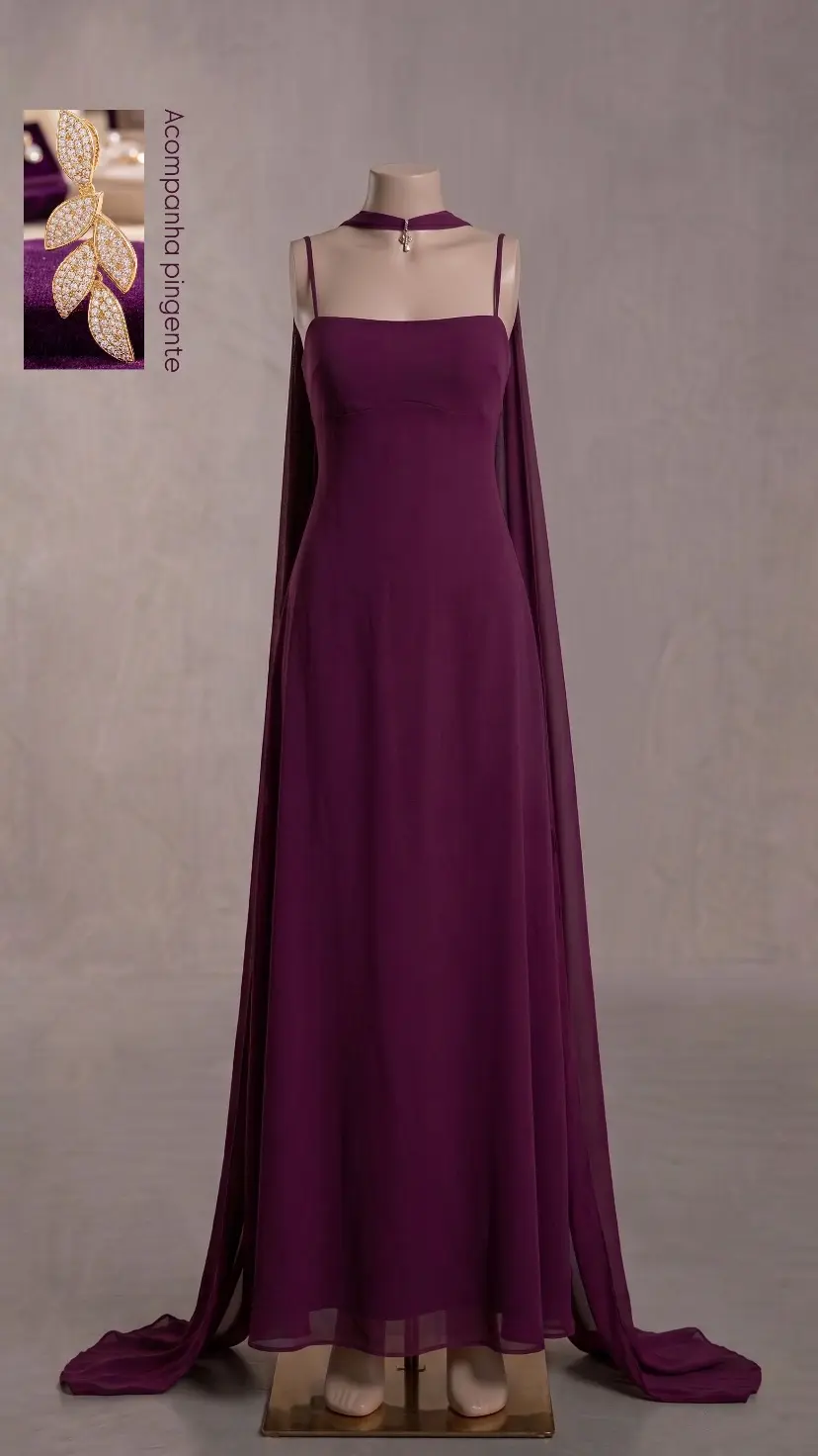 Vestido longo — Roxo — frente