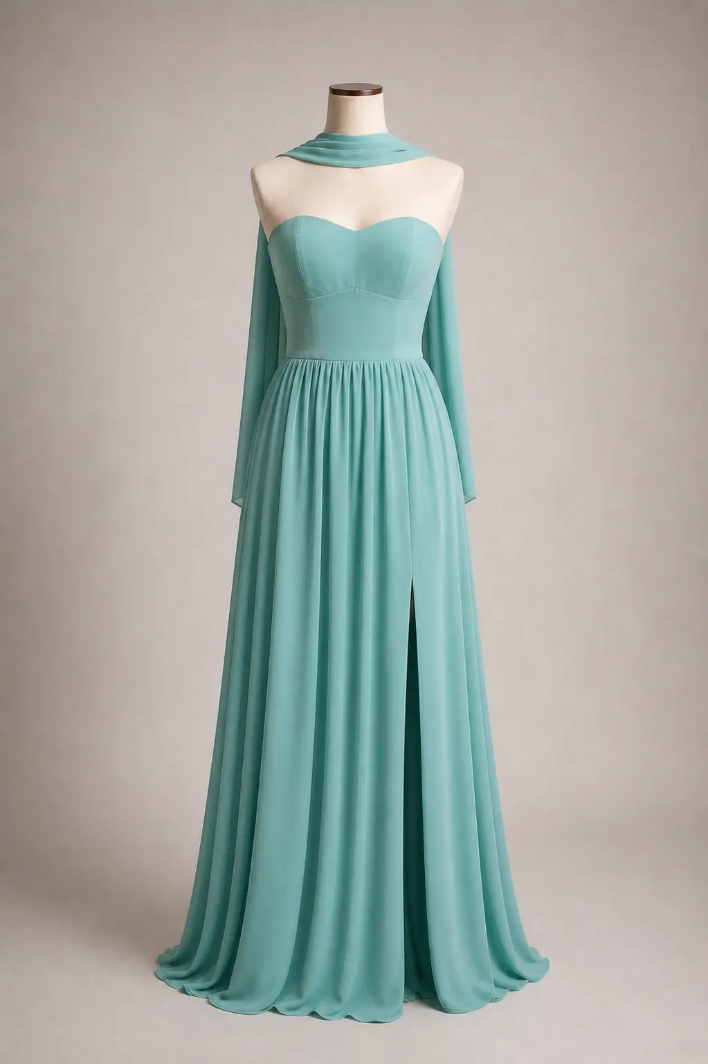 Vestido longo — Verde Água — frente