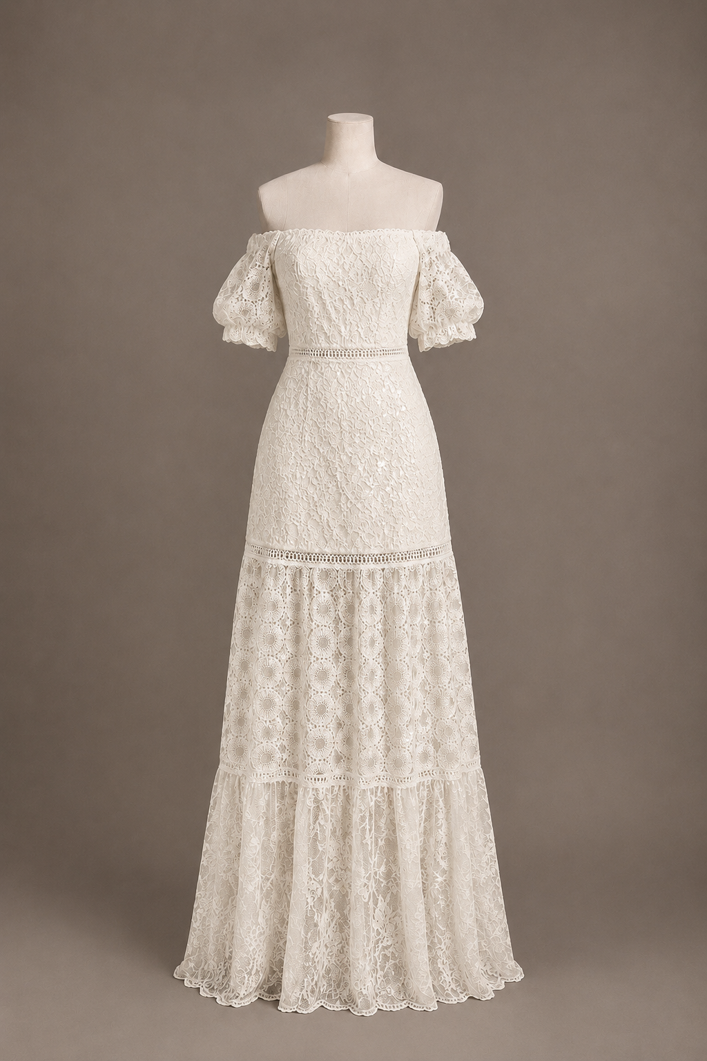 Vestido longo — Vestido para noiva — Marfim — frente