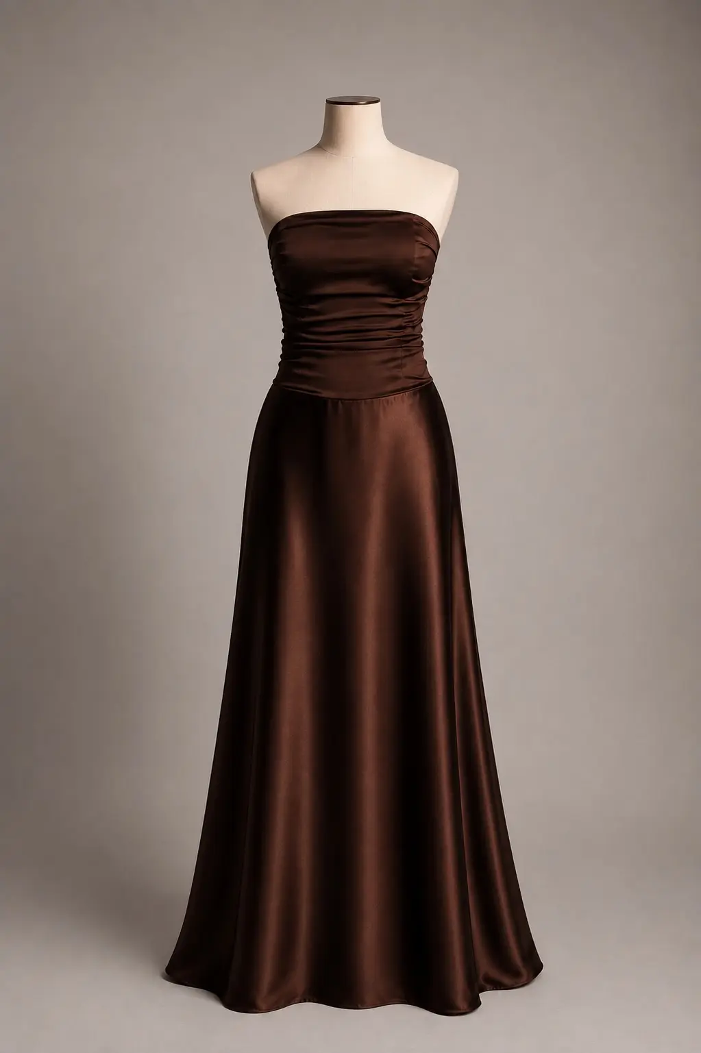 Vestido longo — Marrom — frente